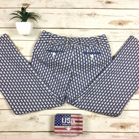 Blue White Striped Floral Pants by Ann Taylor LOFT - Picture 2 of 8